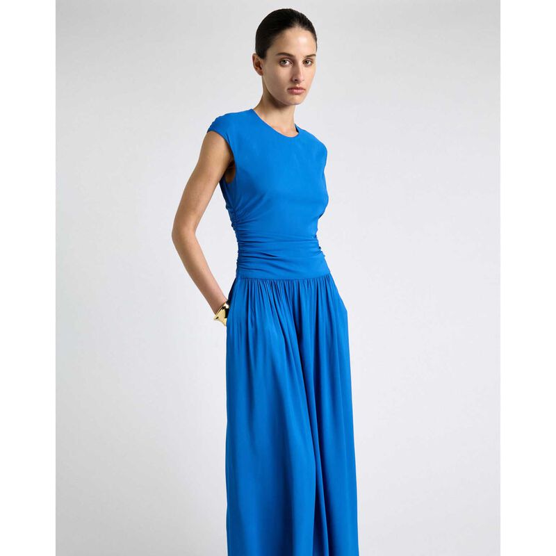 Cue Blue Stretch Viscose Dropped Waist Dress image number 3